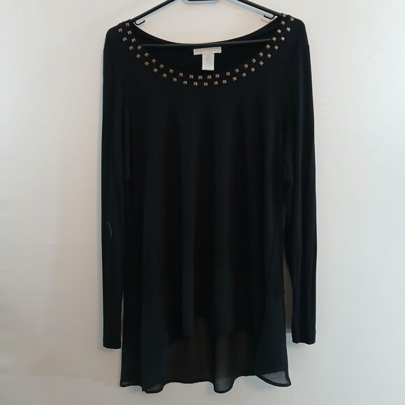 Design History Women's Black XL Studded Tunic Top - Picture 1 of 8